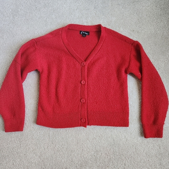 art class Other - Sparkley Red V-Neck Button-Up Cardigan Sweater, Subtle
